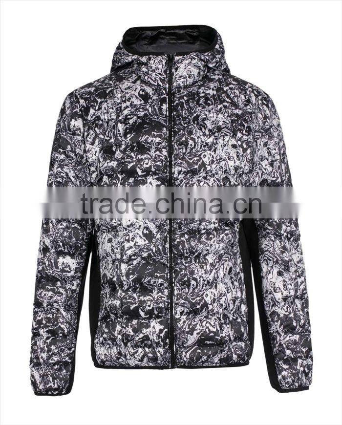 Hot Style Water-Wave Print Light Weight Fashion Quilting Padded Jacket For Men