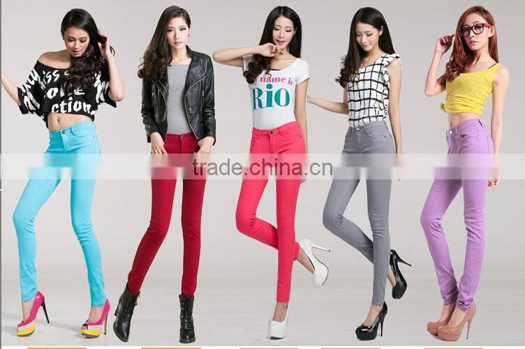 New Women's pants Sexy Spring elastic candy colored pencil Pants Jeans Trousers women's jeans
