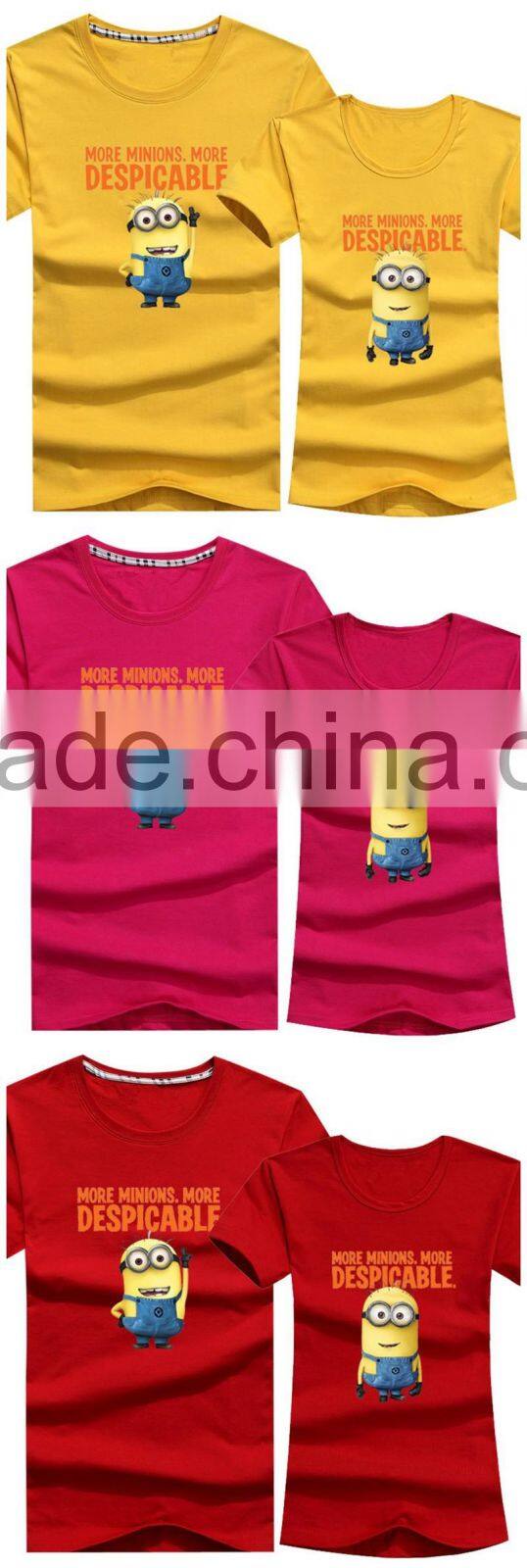 Custom Fashion Design Cartoon Print Yellow Couple T-Shirt
