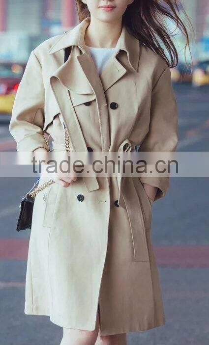 Runwaylover EY0990C Hot Sale 2016 Women Double Breasted Trench Coats With Belt