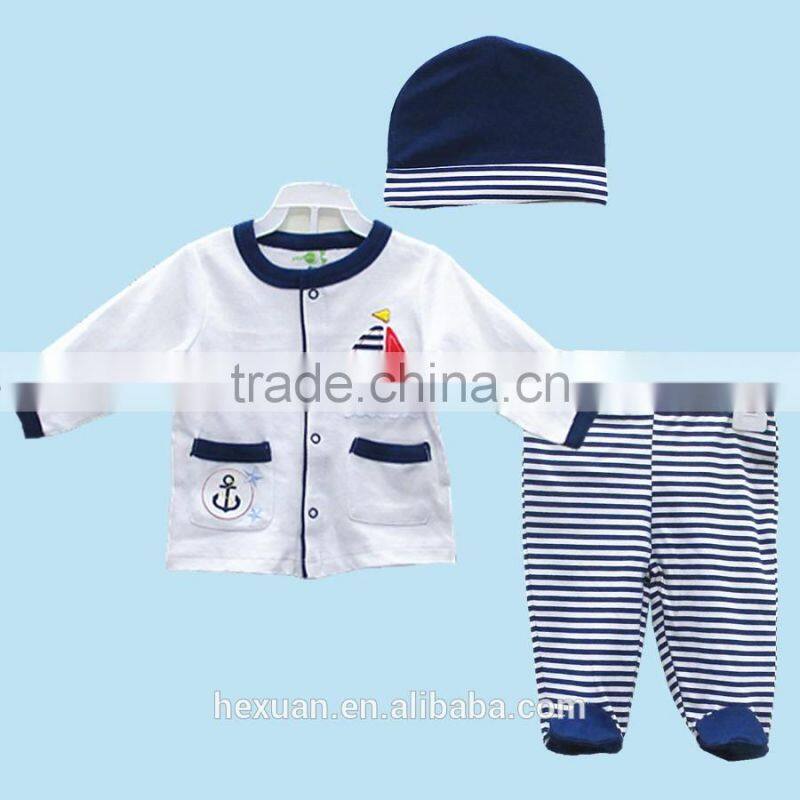 100% cotton Wholesale High Quality Spring Autumn 3PCS/Set Newborn Infant Baby Boy Girl Suits