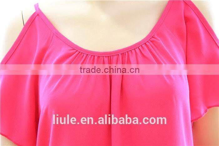 Fashionable Women blank off shoulder plain Leisure sports T shirt