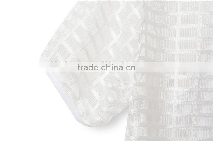 hollow out net designed sports style latest summer fashion women blouses elegant, lace embroidery blouse