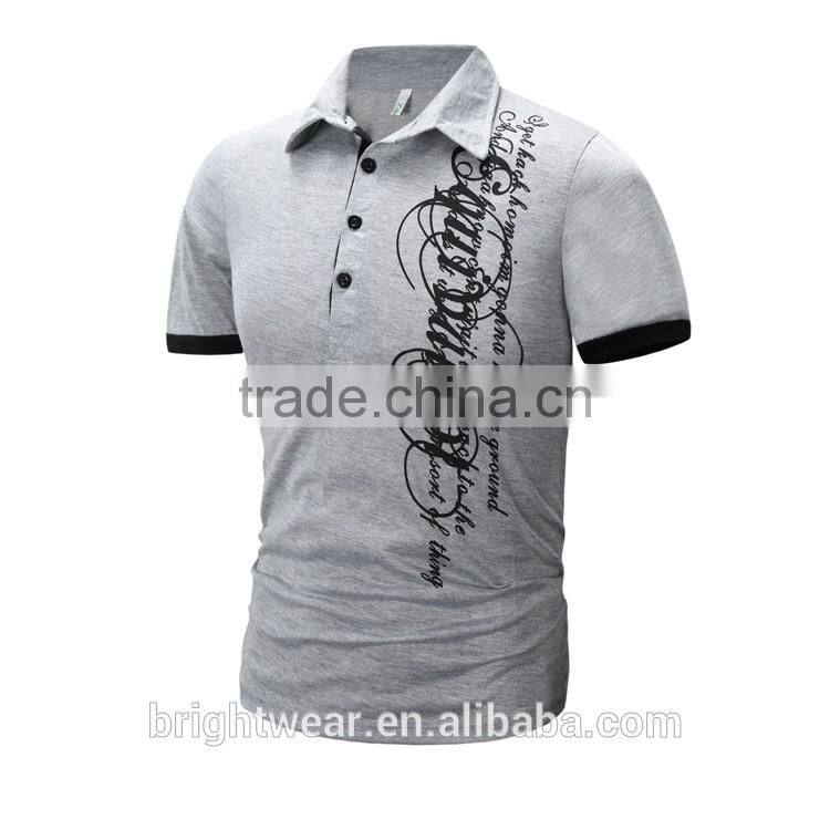 Men's 95%polyester 5%spandex short sleeve polo shirt with printing