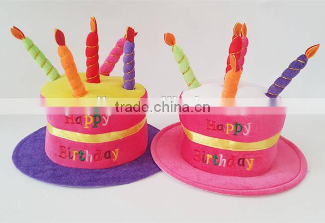 factory sale miscellaneous fleece material five candles cake shaped hat for birthday