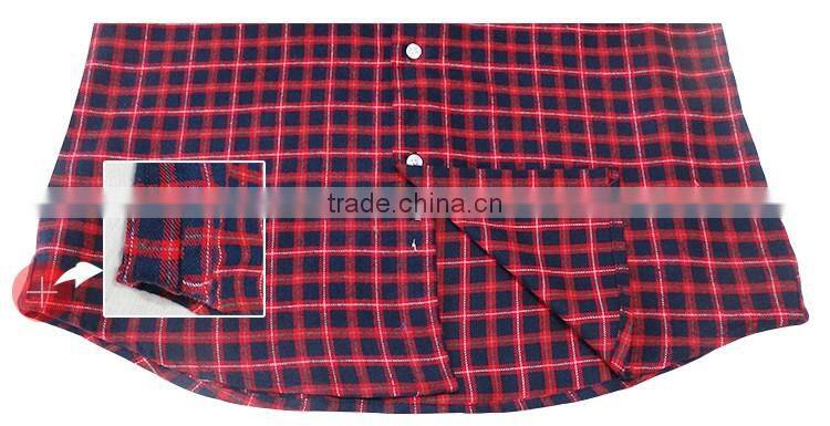 Latest custom flannel shirt for men red black checks mens dress shirts
