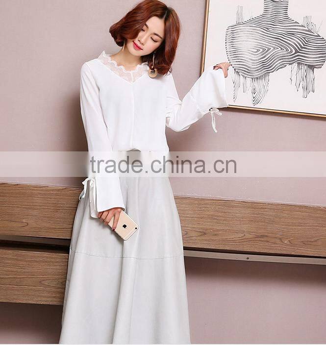 2017 New Arrivals white Speaker long sleeves design chiffon shirts for women