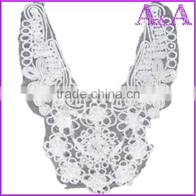 Water Soluble lace 100% cotton african chemical lace collar for shirt and dress