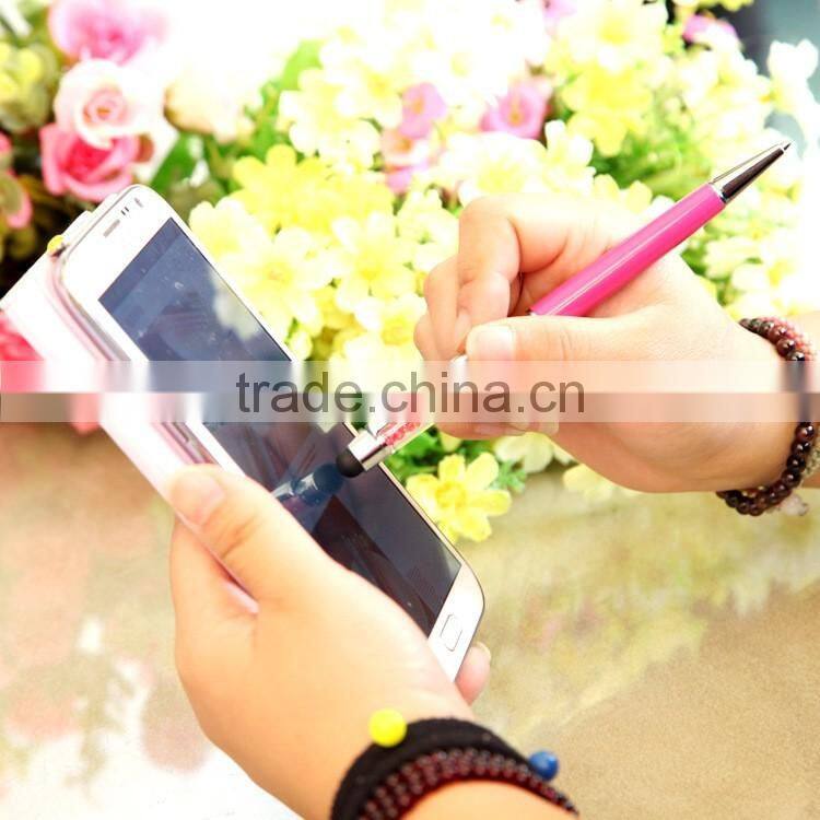 Crystal metal ball point pen touch screen pen for promotional gift