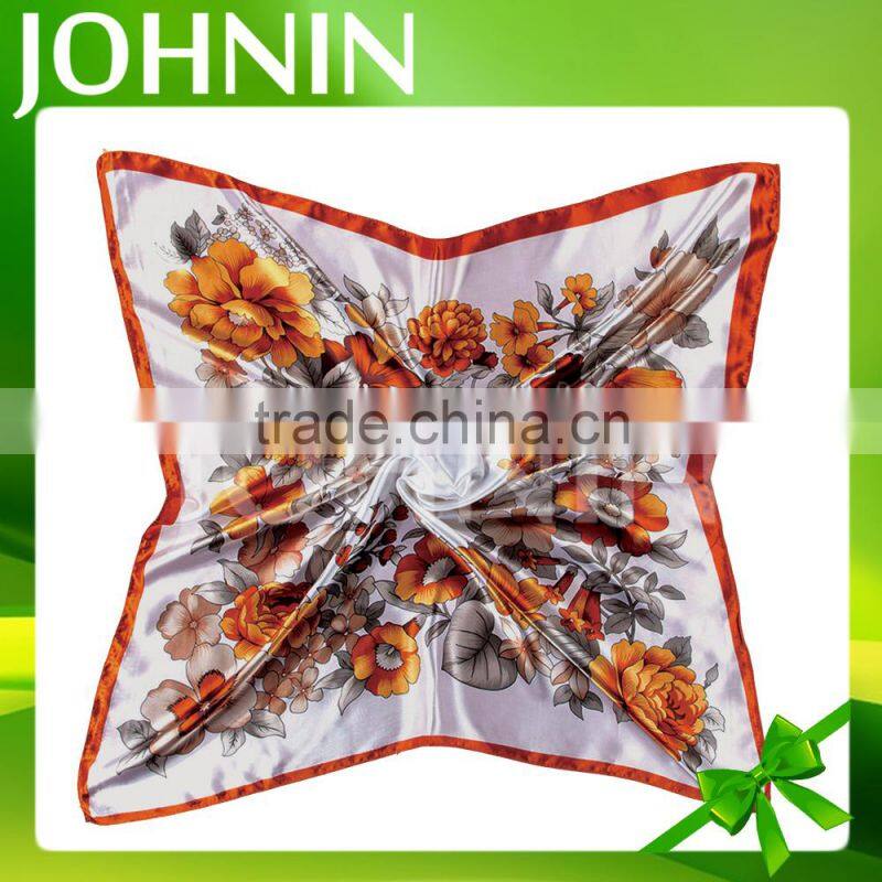 Chinese factory No MOQ polyester satin square scarf