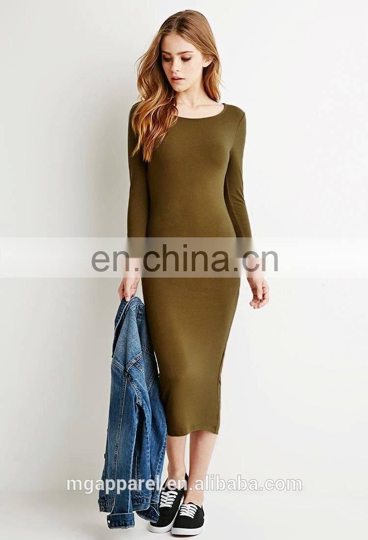 china new product ladies elegant midi dress long sleeves classic bodycon midi dress