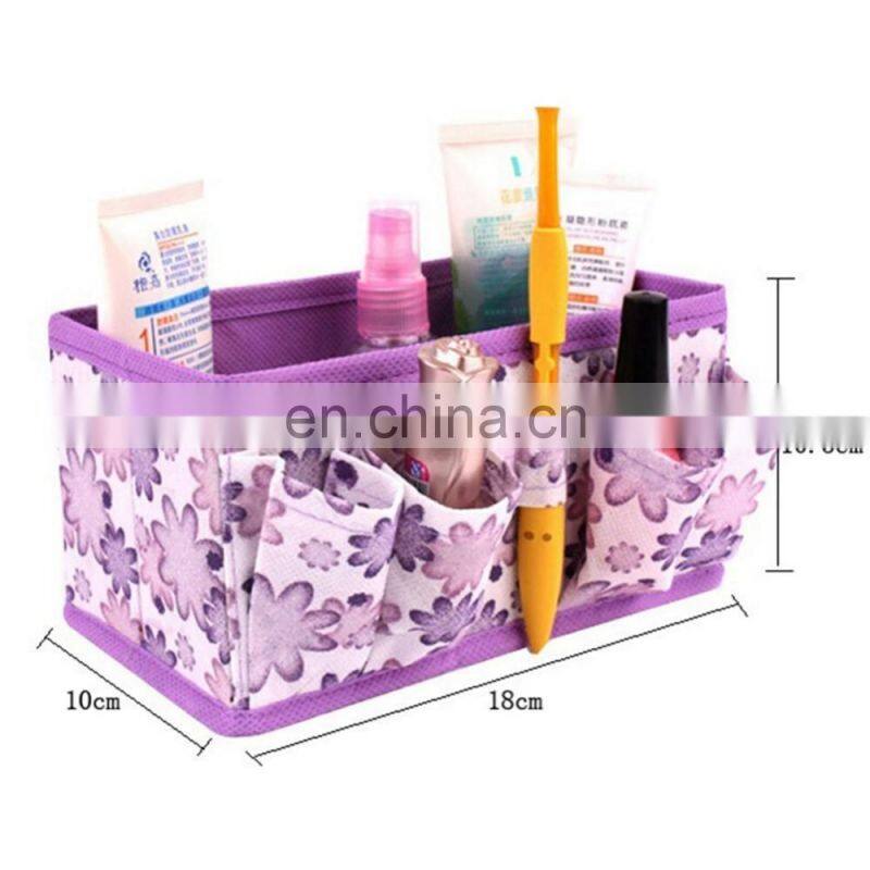 Non Woven Promotional Purple Foldable Cosmetic Storage Box