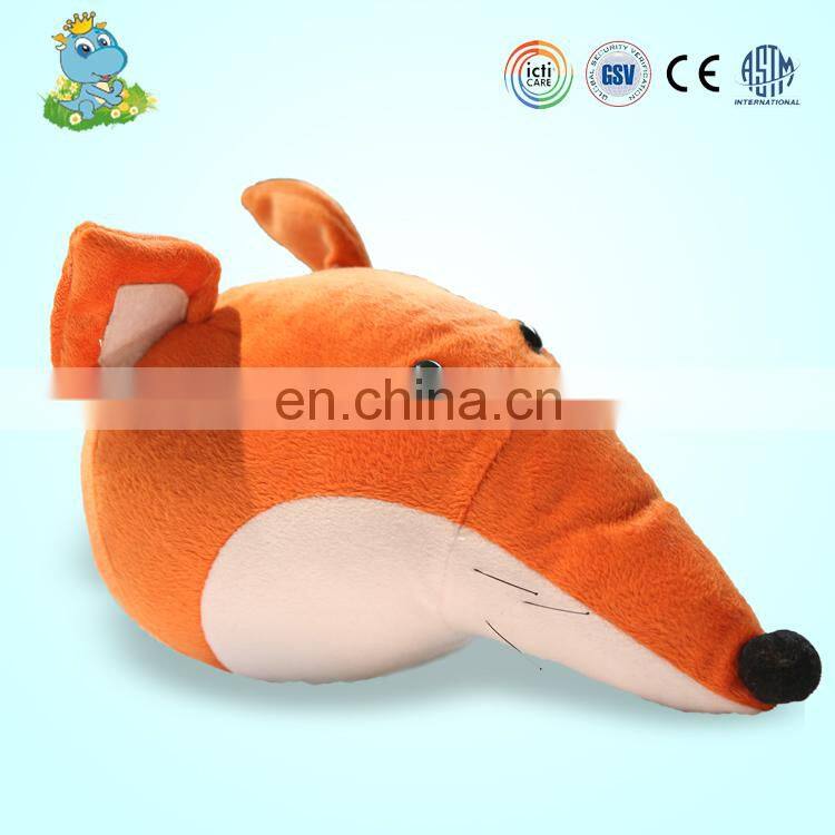 Cheap super cute fulffy fox animal head Wall Mount plush art toy