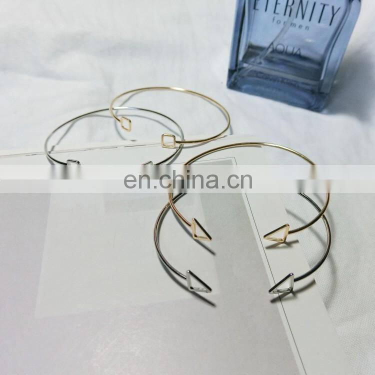 Hollow Triangle Square Geometric Opening Alloy Bangle Bracelet