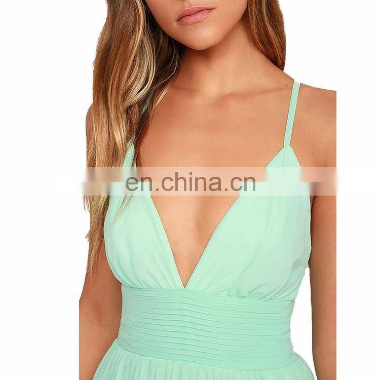 New Summer Casual Women Long Halter Slip Dress Chiffon New Style Sexy Pleat Maxi Dress