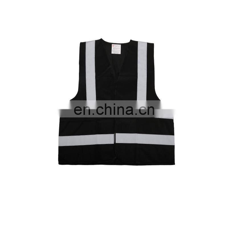 BSCI cheap black reflective safety vest with pockets for workwear
