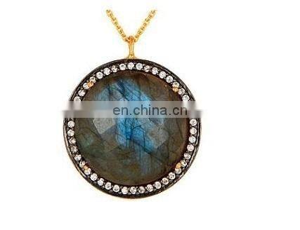 Sapphire Pave Set Gemstone Pendant/2015 wholesale pave set gemstone pendant