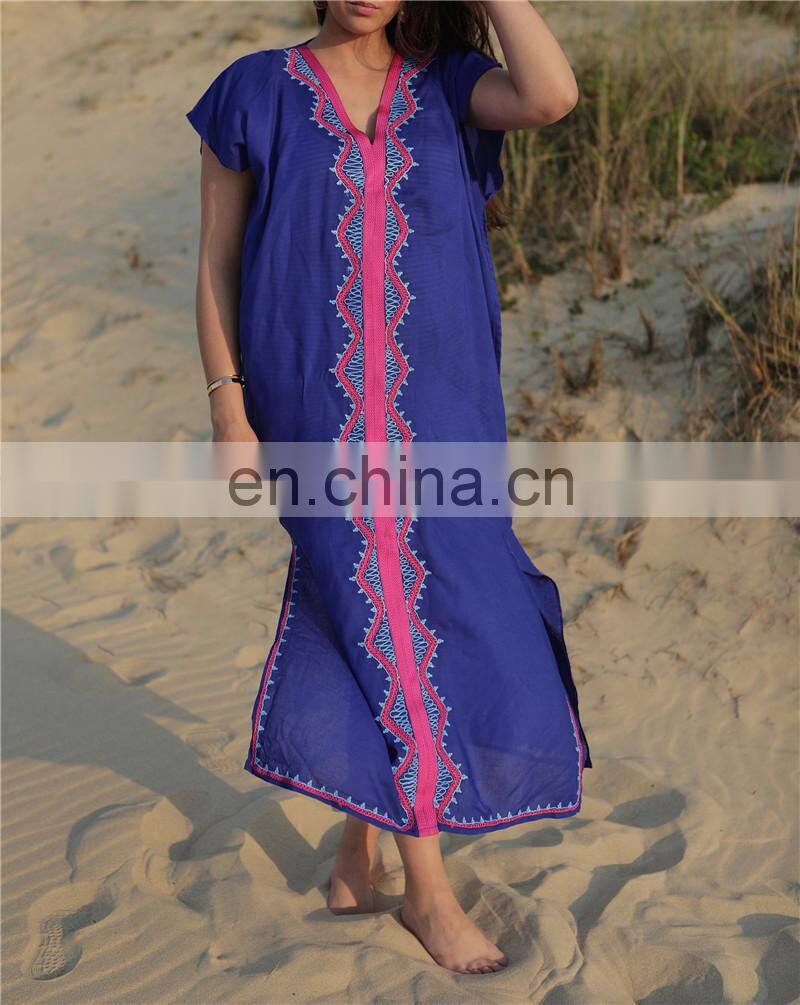 Cotton Long Beach Cover up Sarong Beach Dress Embroidered Bikini Cover up Robe de Plage Pareo Beach Swimsuit Cover up Beachwear