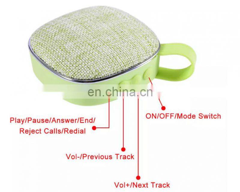 Wireless Bluetooth Fabric Speaker Stereo Music Bass Speakers with TF card Hifi Hook