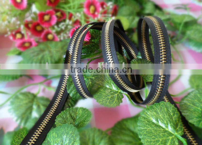 High Quality #5 Metal Fashion Long Chain Zipper With Anti-Brass Teeth