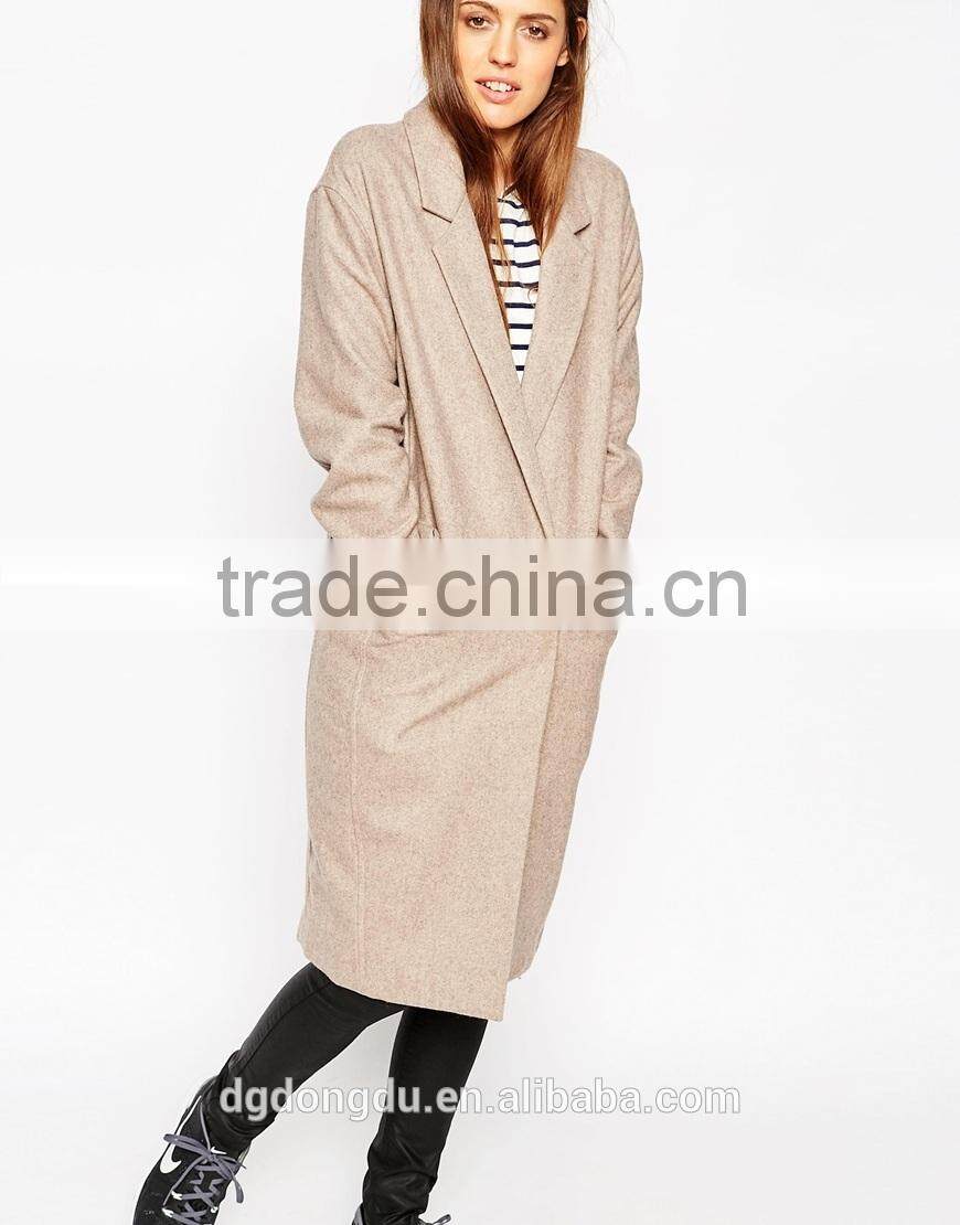 Korean style ladies wool trench coat 2016 new design