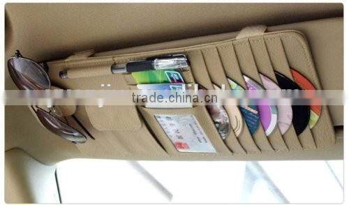 New Multi-function 7pcs Disks CD DVD Glasses Cards Sotre Case Holder Bag for Auto Vehicle Truck Sun Visor Organizer Beige