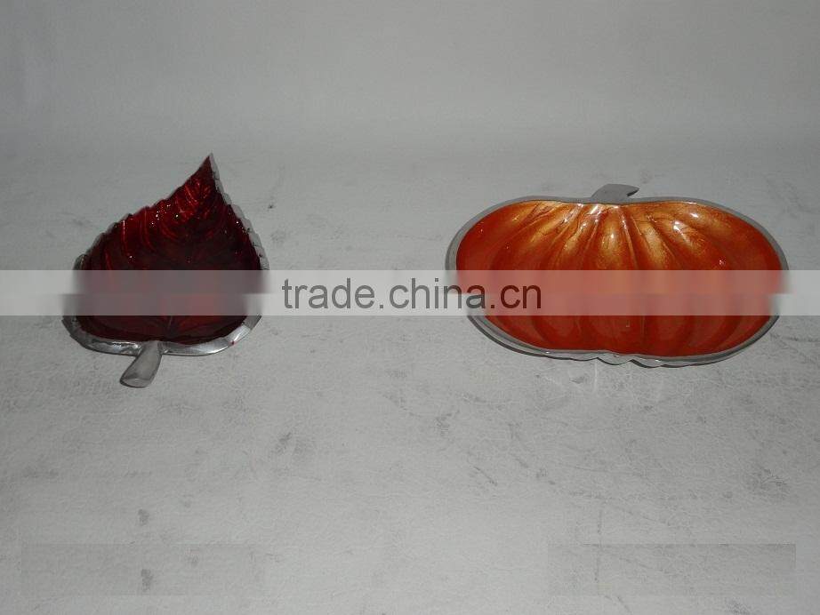 Aluminum Decorative Dry Fruit Bowl, Enamel Nut Serving Aluminum Bowl