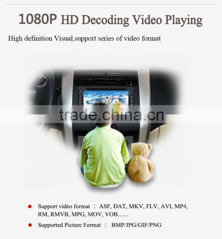 6.2"Digital Touch Screen Double Din Car DVD Car Stereo with GPS+Radio+FM/AM+RDS+BT+ Telephone book+AUX IN/OUT+1080P+USB/SD+SWC