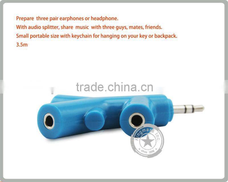 OEM branch shape headphone music 3 way splitter