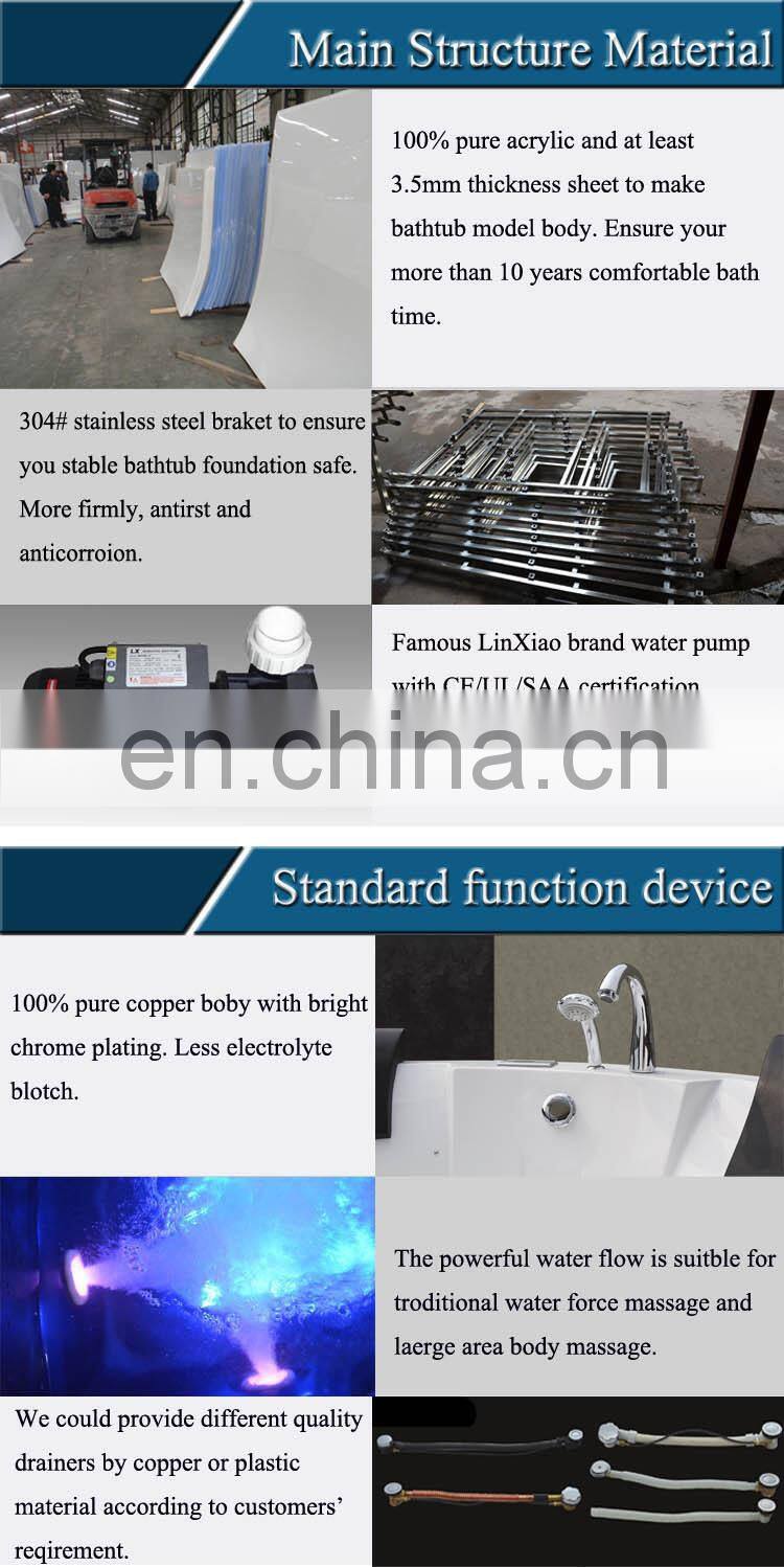 Double apron bathtub,l shaped shower bath,2 person jetted tub shower combo