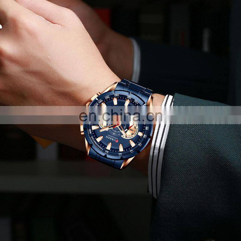 CURREN Sport Watches Mens Luxury Brand Quartz Clock Stainless Steel Chronograph Big Dial Wristwatch with Date Relogio Masculin