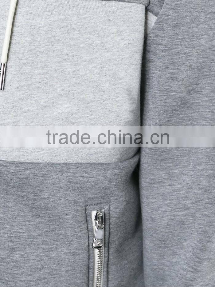 New fashion high quality custom made hoodie grey zip up hoodie