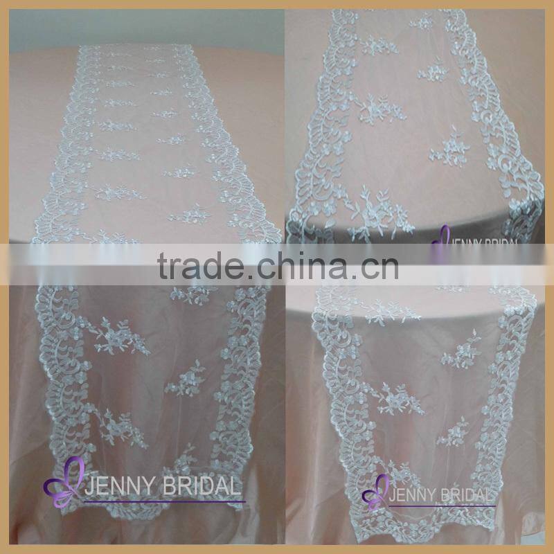 TR007A1 white romatica wedding lace table runner