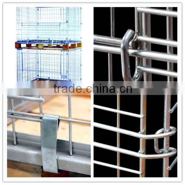 Forklift wire mesh metal foldable cage pallets with wooden pallets