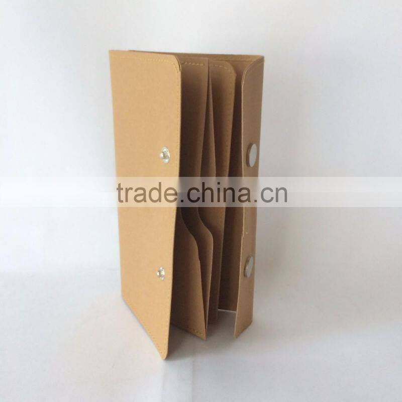2016 fashion brown kraft paper bag metal button long wallet