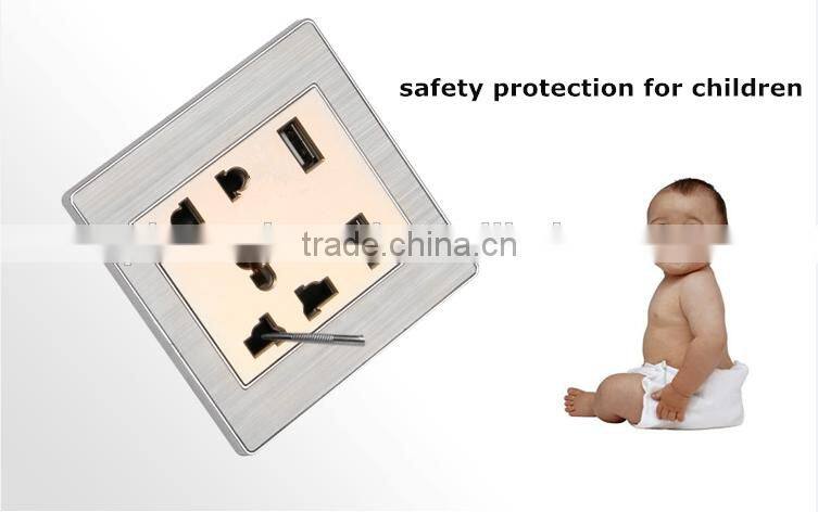 hot selling stainless steel material 5 pin plug socket with dual usb output