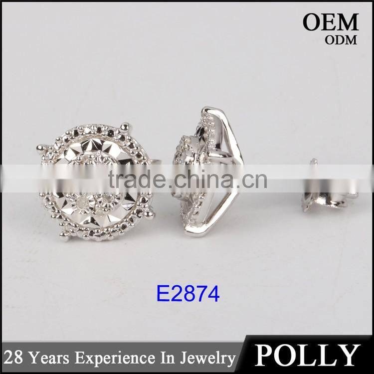 Wholesale Ladies' micro pave CZ plates stud earring 925 silver jewelry