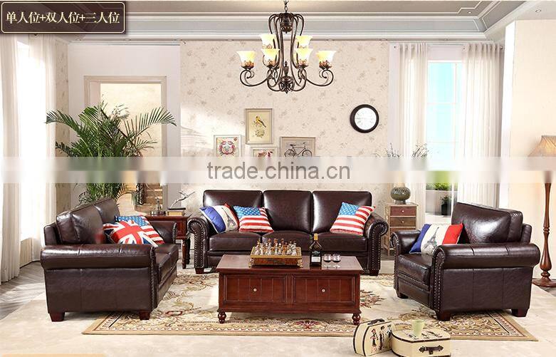 New American real leather sofa high quality living room furniture sectional sofa