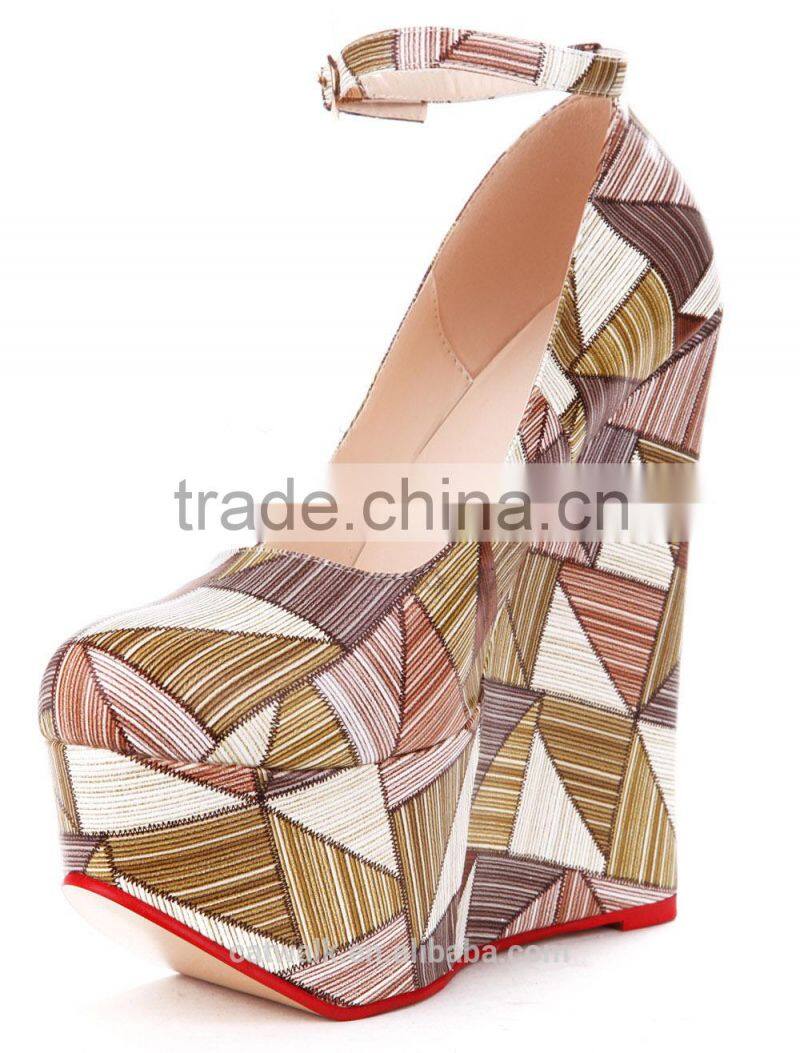 2015 Women shoes Large size Wedge High Heel Platform Shoes Women Sweet Style Shoes Unique Style Shoes