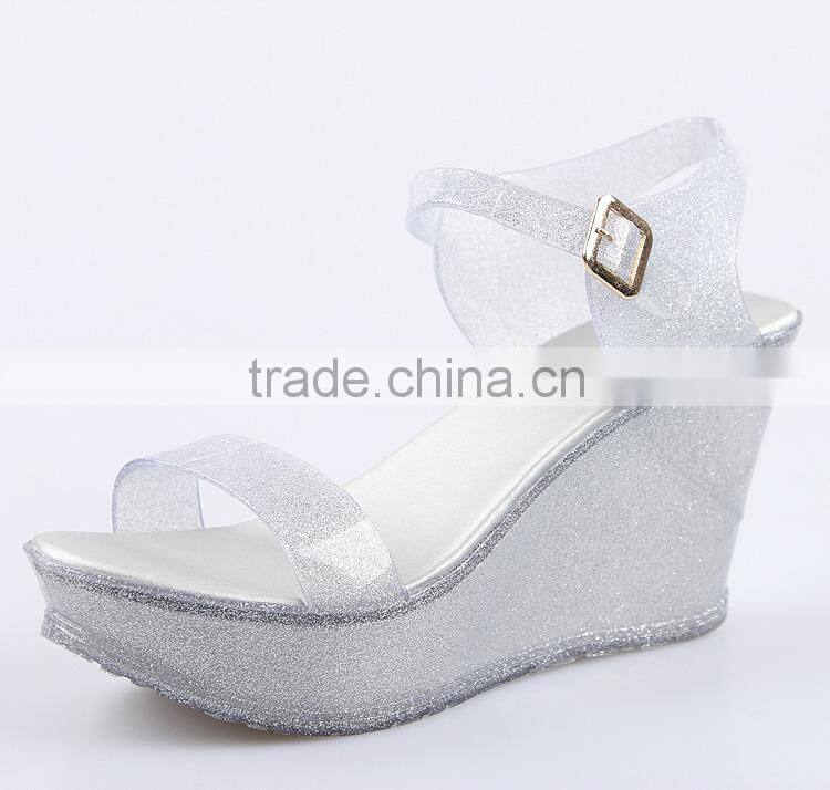 2016 best selling plastic ladies shoes fashion pvc jelly shoes straps wedge melissa shoes ss16