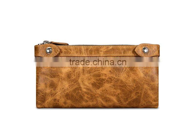 Icarer classical Real Leather Handbag zipper Wallet with Card Slot