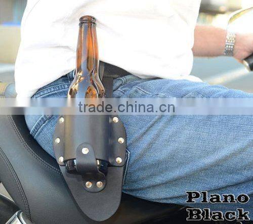 New Arrival Fashion International Handmade Black Leather Beer Bottle Holster