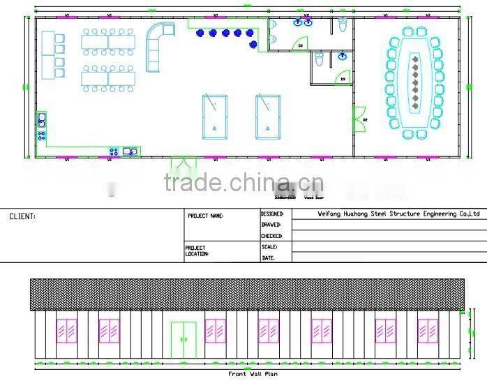 Customized fast assembling low cost light steel framing prefab office