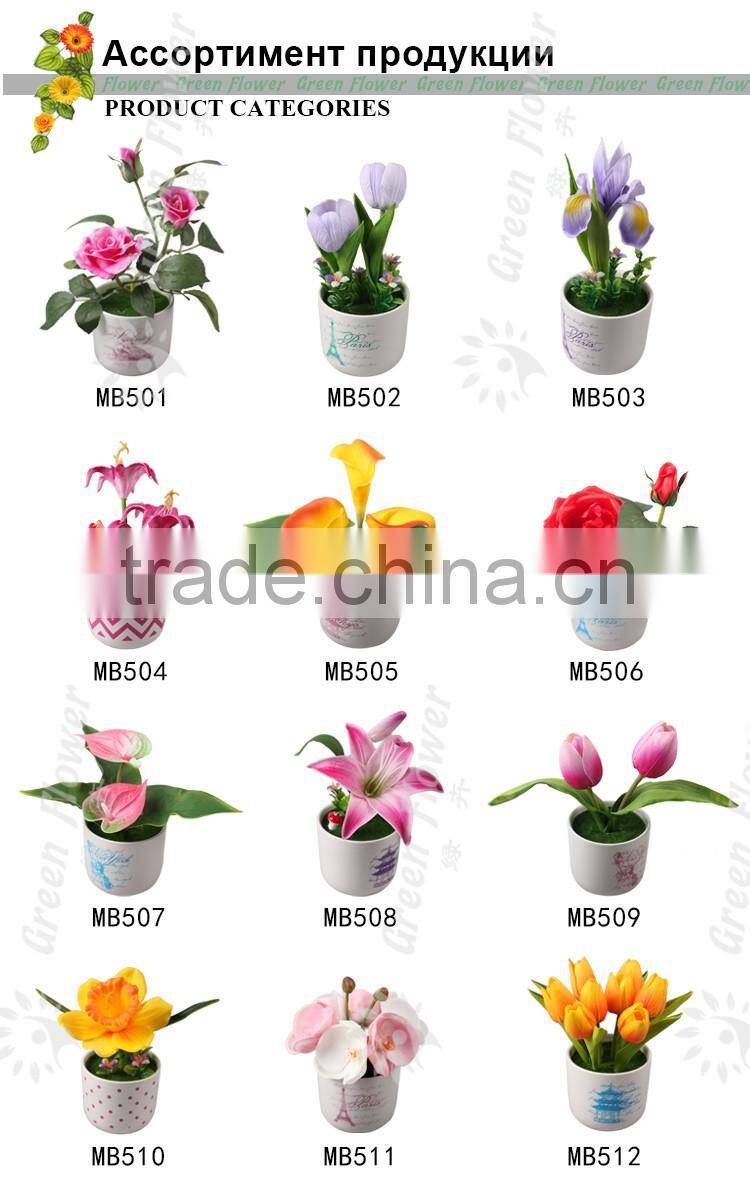 2016 Wholesale Multicolor Latex Artificial PU Flowers Two tulips bonsai Real Touch Bouquet Wedding Bridal Decor Display Flower