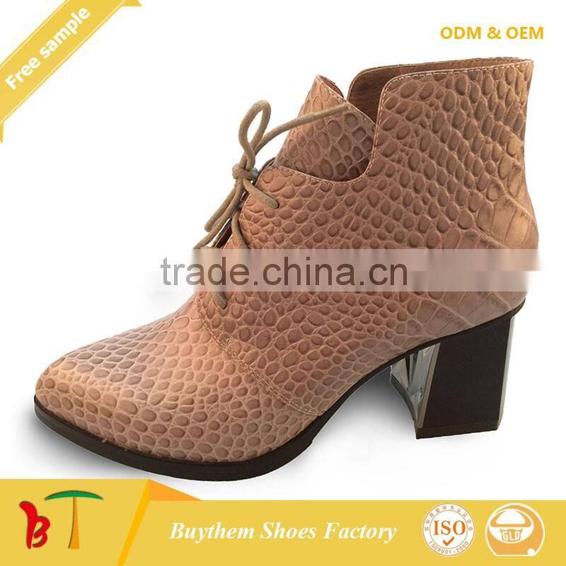 Genuine crocodile leather women ankle boots with high heels