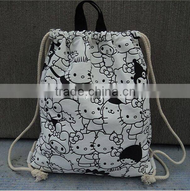 Factory direct! 2016 new customized cotton drawstring bag cute backpack