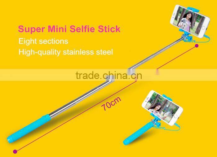 Promotion Gift Super Mini Selfie Stick With Shutter Button, Pocket Wired Selfie Stick