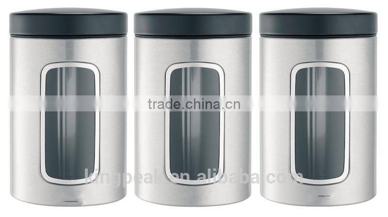 High Quality Stainless steel Window Canister Set /herbs and spices Jars/Stainless Steel Food Storage Spice Jars