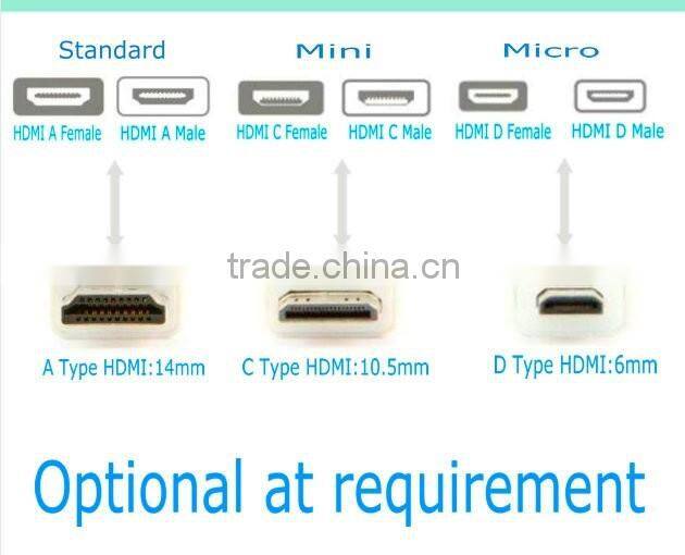 Low price 90 Degree HDMI 19pin Male tomale cable with Ethernet support 3D and 4K From 0.5-100m