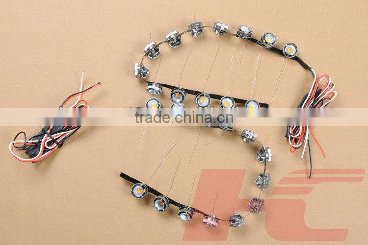 Dual color flexible 12V headlight led strip white as drl lights yellow as turning lights